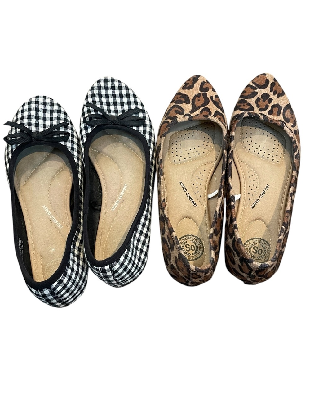 SO Flats Pointed Toe Lot of 2 Women’s Size 8 Checkered and Cheetah Print